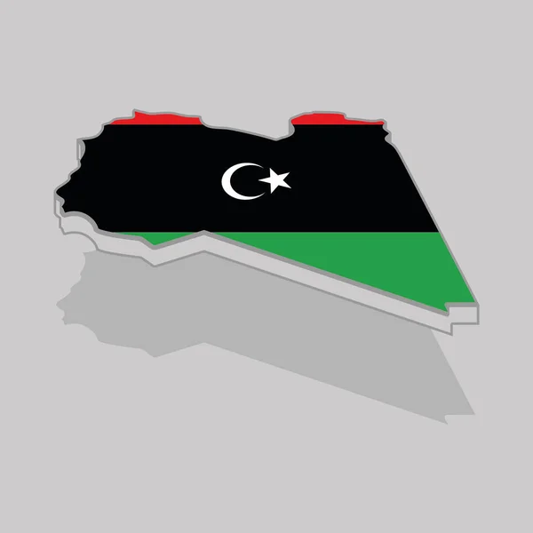 Mapa 3D aislado con la bandera de Libia — Archivo Imágenes Vectoriales