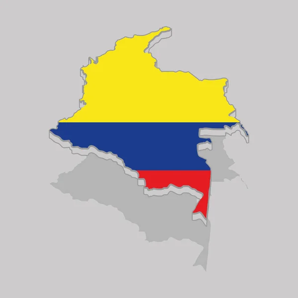 Mapa 3d aislado con la bandera de Colombia — Archivo Imágenes Vectoriales