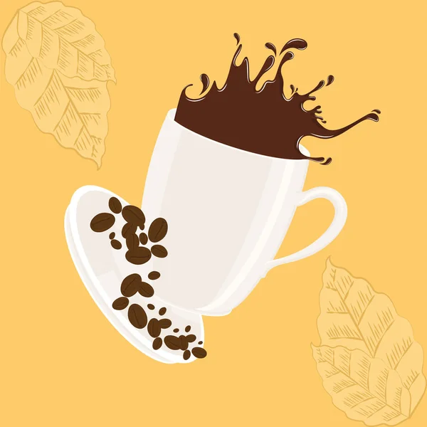Izolovaný šálek kávy s kávovými zrny — Stockový vektor