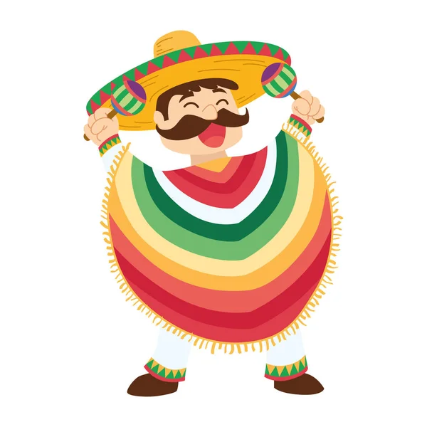 Mann mit traditioneller mexikanischer Kleidung — Stockvektor