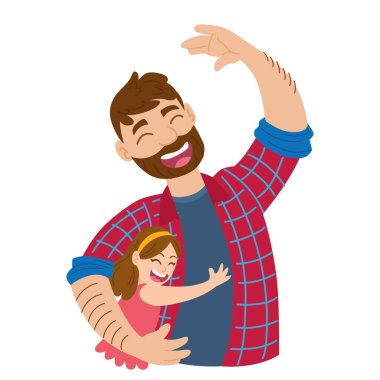 İzole edilmiş mutlu bir baba ve kızı.