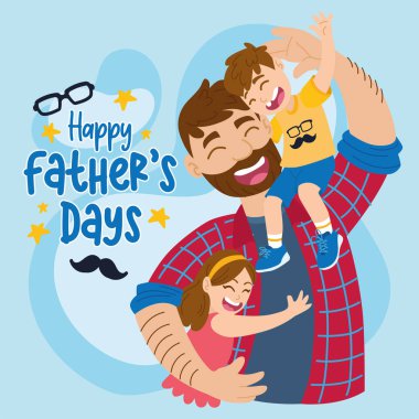 Mutlu baba ve kız oğul ve baba günü.