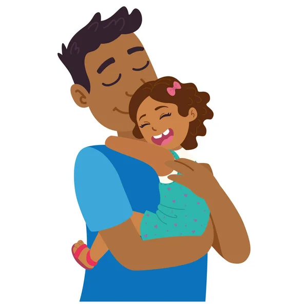 Izolovaný šťastný afroamerický otec se svou dcerou — Stockový vektor