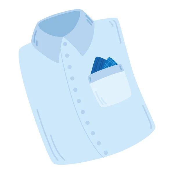 Geïsoleerd wit hipster shirt met een blauwe servet — Stockvector