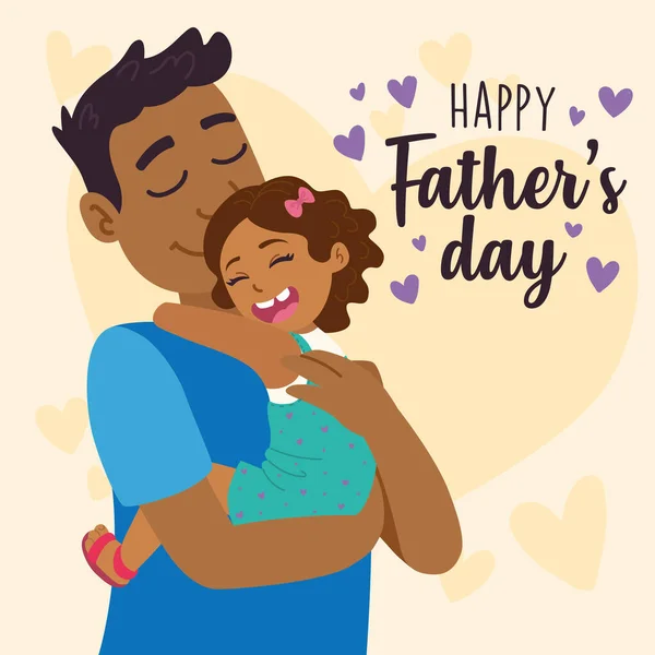 Afroamerican dad hugging her daughter Father day — Stock Vector