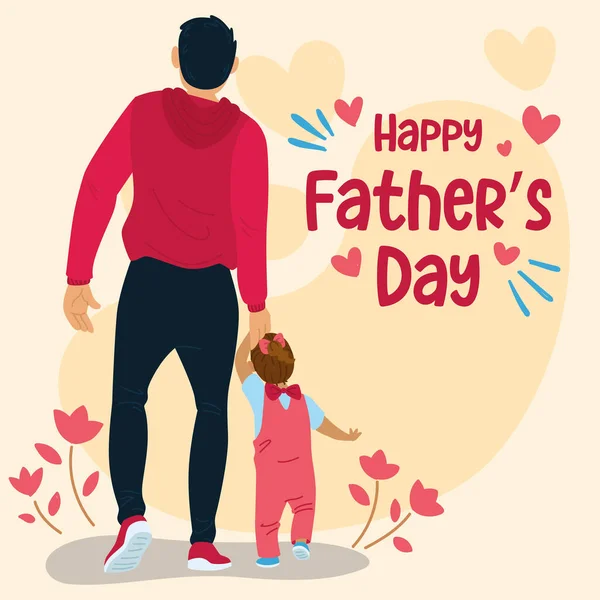 Dad walking with her daughter Father day — Stock Vector