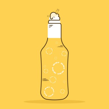 Köpük ikonlu izole bira şişesi.
