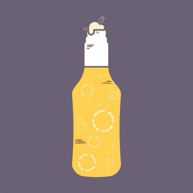 Köpük ikonlu izole bira şişesi.