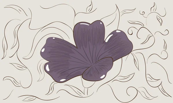 Egy lila virág elszigetelt vázlata — Stock Vector