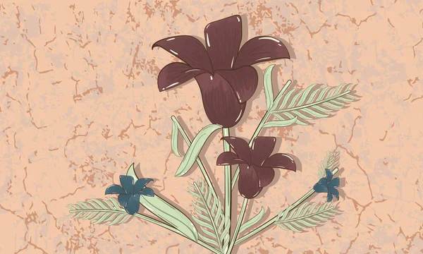 Geïsoleerde schets van rode en blauwe bloemen — Stockvector