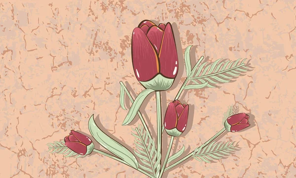 葉を持つバラの花の孤立スケッチ — ストックベクタ