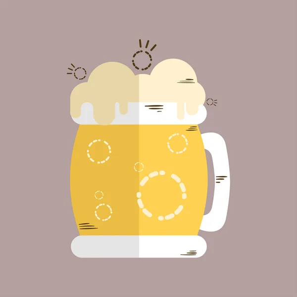 Taza de cerveza aislada con icono de espuma — Vector de stock