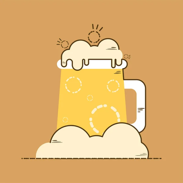 Vaso de cerveza sobre icono de espuma de cerveza — Vector de stock