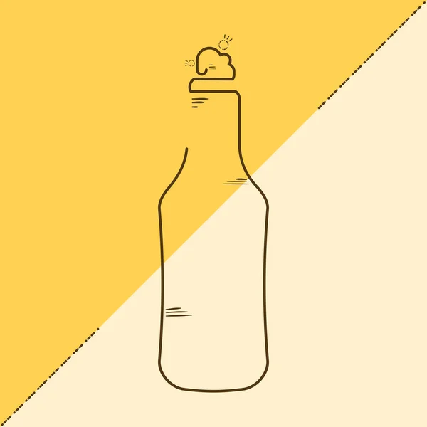 Geïsoleerde omtrek van een bierflesje met schuimpictogram — Stockvector