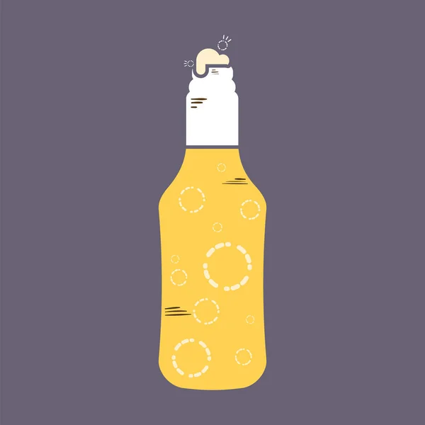 Vereinzelte Bierflasche mit Schaumstoffsymbol — Stockvektor