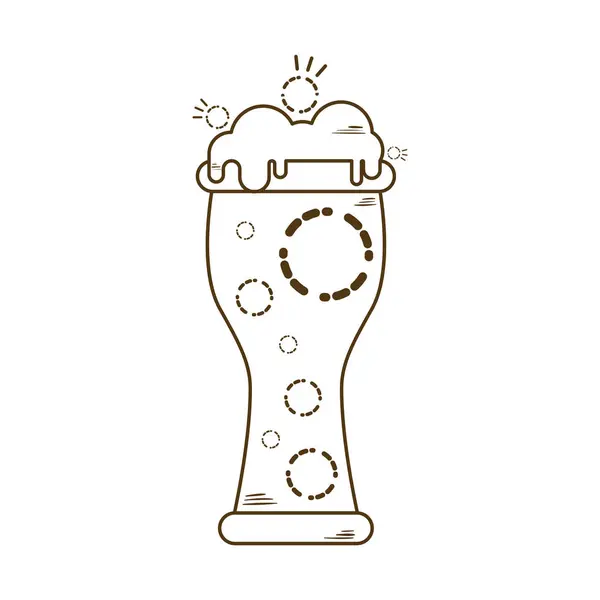 Esbozo aislado de un vaso de cerveza con espuma — Vector de stock