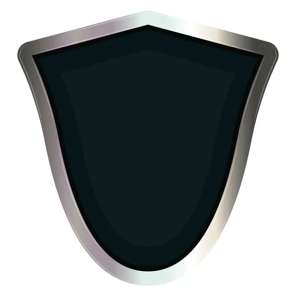 Bouclier de protection noir isolé avec bordures argentées — Image vectorielle