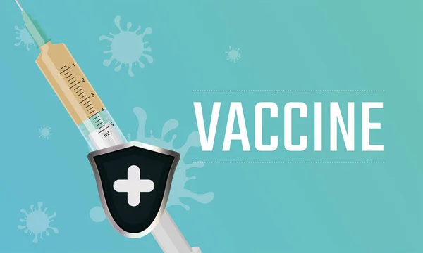 Affiche met een vaccinatiespuit en een beschermkapje — Stockvector