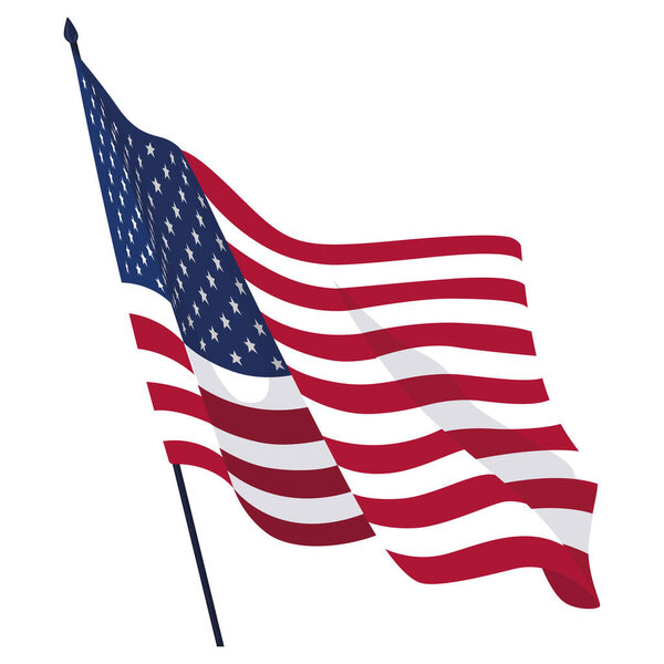 Флаг США с размахиванием высоко поднятым флагом