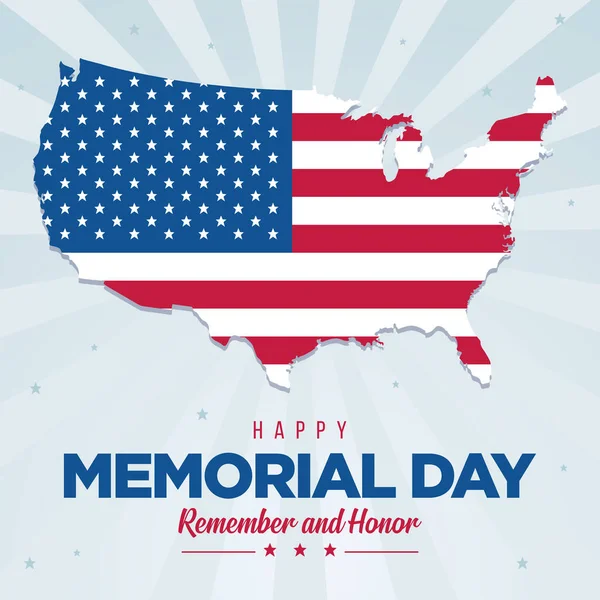 Mapa con la bandera de United States Memorial day — Archivo Imágenes Vectoriales