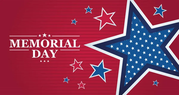 Memorial day poster met sterren — Stockvector