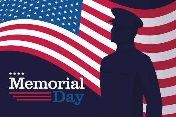 Silhouette του αμερικανικού στρατού ημέρα μνημόσυνο — Διανυσματικό Αρχείο