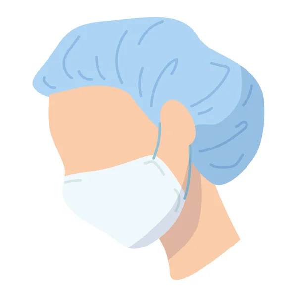 Side view van een vrouwelijke arts avatar met een masker — Stockvector