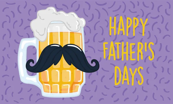 Father day poster with a drinking glass with a mustache — Stock Vector