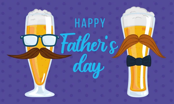 Father day poster with a pair of drinking glass with foam — Stock Vector