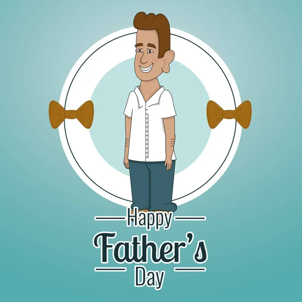 Badge with a happy man Father day poster — Stock Vector