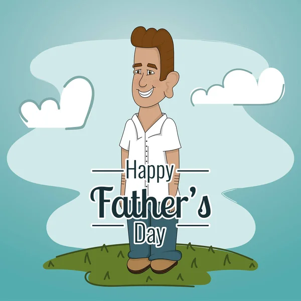 Glücklicher Mann feiert Vatertag — Stockvektor