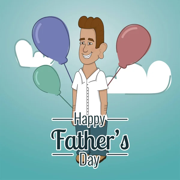 Happy man with balloons Father day poster — Stock Vector