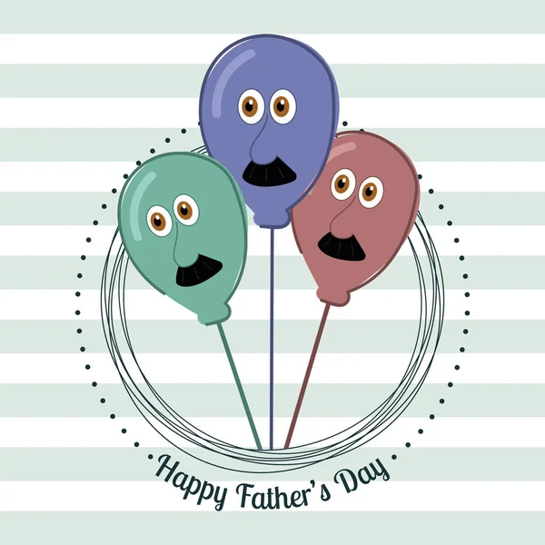 Grupo de balões com bigodes no distintivo Cartaz de dia de pai — Vetor de Stock