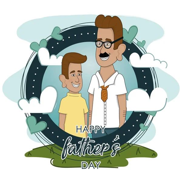 Happy man with his son Father day poster — Stock Vector