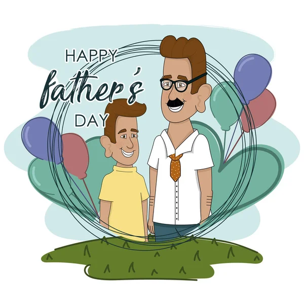 Happy man with his son Father day poster — Stock Vector