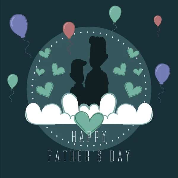 Hombre feliz con su hijo Cartel del día del Padre — Vector de stock