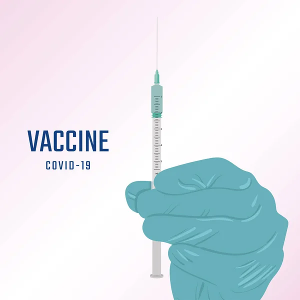 Медична рука тримає шприц з вакциною — стоковий вектор