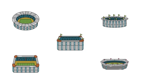 Набор значков 3D стадионов — стоковый вектор
