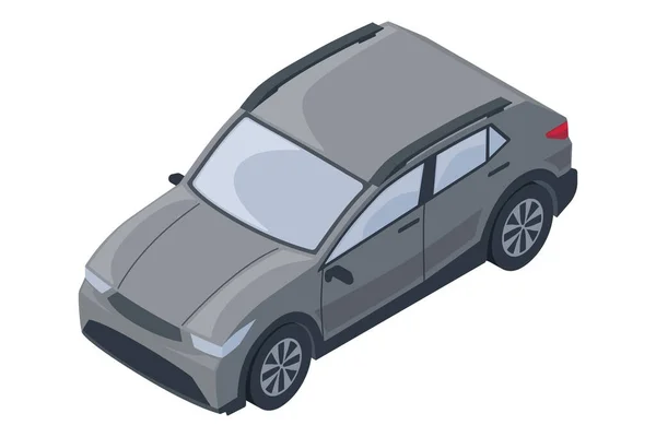 Icono aislado 3d coche urbano gris — Vector de stock