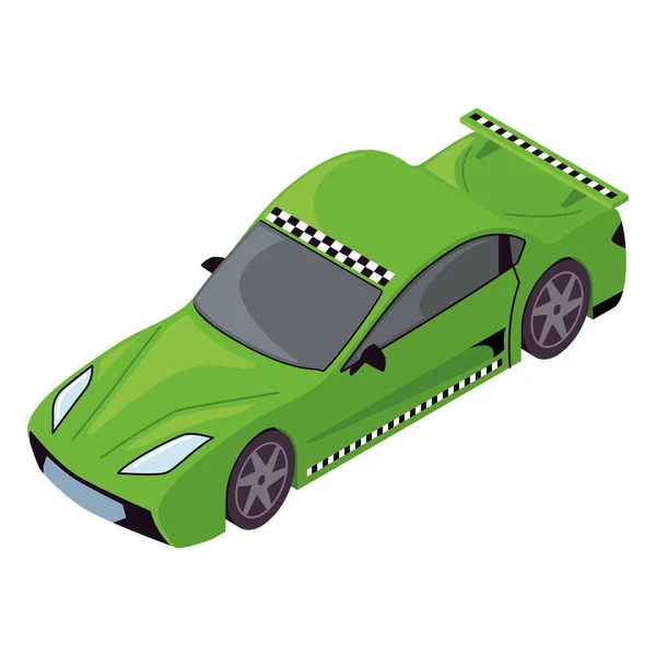 İzole edilmiş 3D yarış yeşil araba simgesi — Stok Vektör
