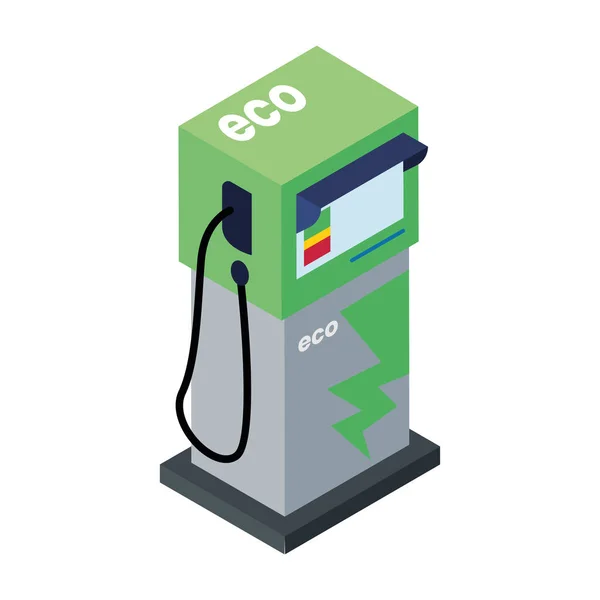 Μεμονωμένο 3d πράσινο εικονίδιο του οικολογικού σταθμού αερίου — Διανυσματικό Αρχείο