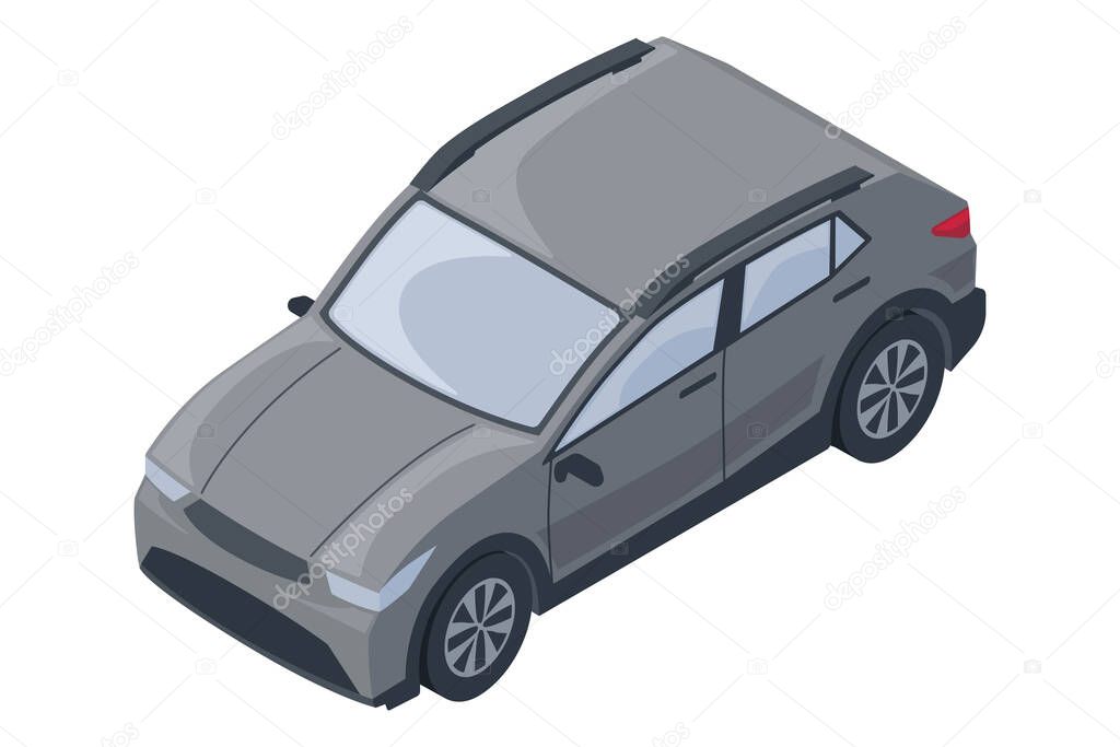 Isolated 3d grey urban car icon