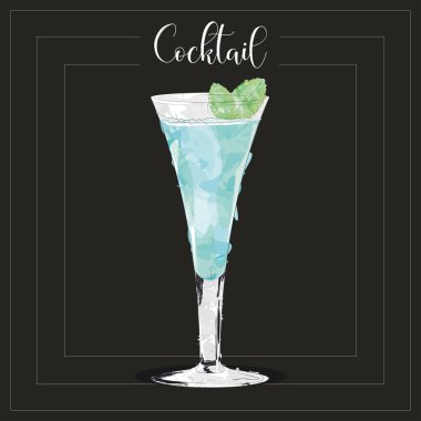 Buzlu ve yapraklı izole tropikal kokteyl.