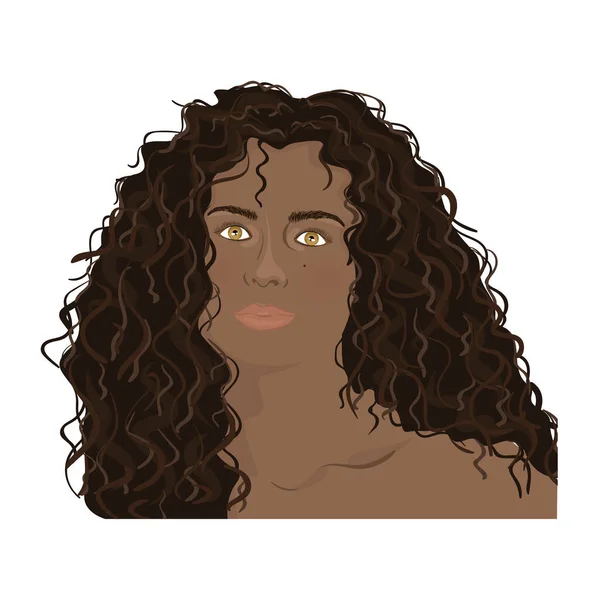 Mujer afroamericana aislada con cabello rizado — Archivo Imágenes Vectoriales