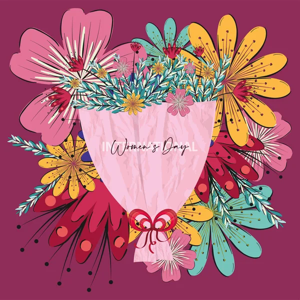 Bouquet de fleurs isolées Bonne journée des femmes — Image vectorielle