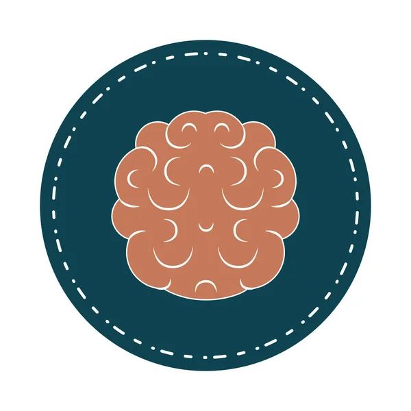 Isolated brain on a sticker school supply icon — Stock Vector