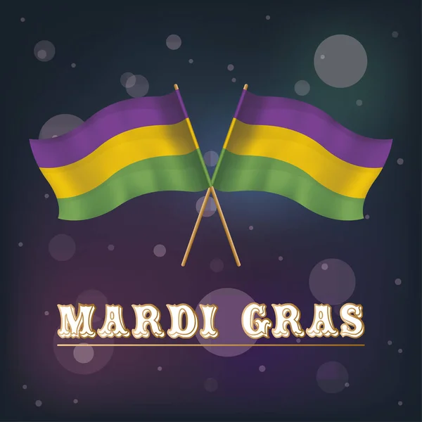 Bir çift renkli bayraklar Mardi Gras posteri — Stok Vektör