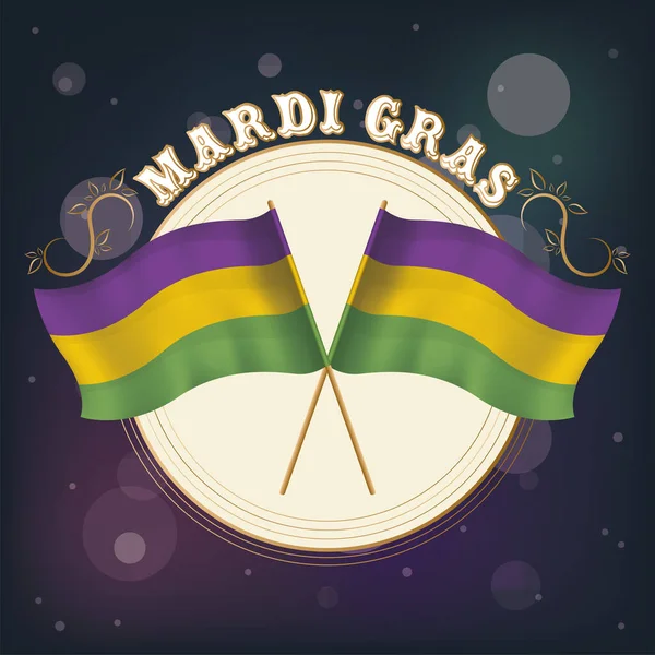 Bir çift renkli bayraklar Mardi Gras posteri — Stok Vektör