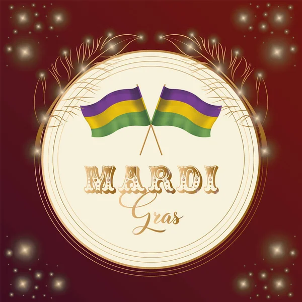 Paar farbige Fahnen Mardi Gras Poster — Stockvektor