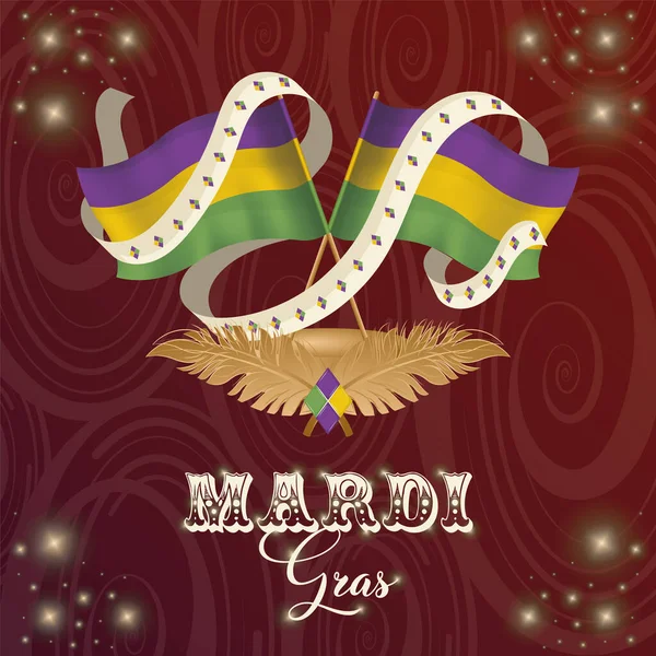 Paar farbige Fahnen Mardi Gras Poster — Stockvektor